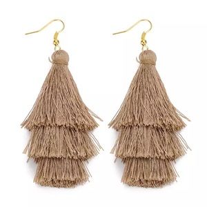 Restock 🎉 3 Tiered Coffee & Gold Tassel Earrings